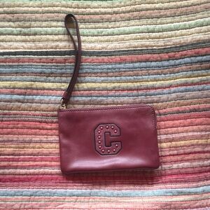 Coach Maroon Wristlet with Studded C Logo